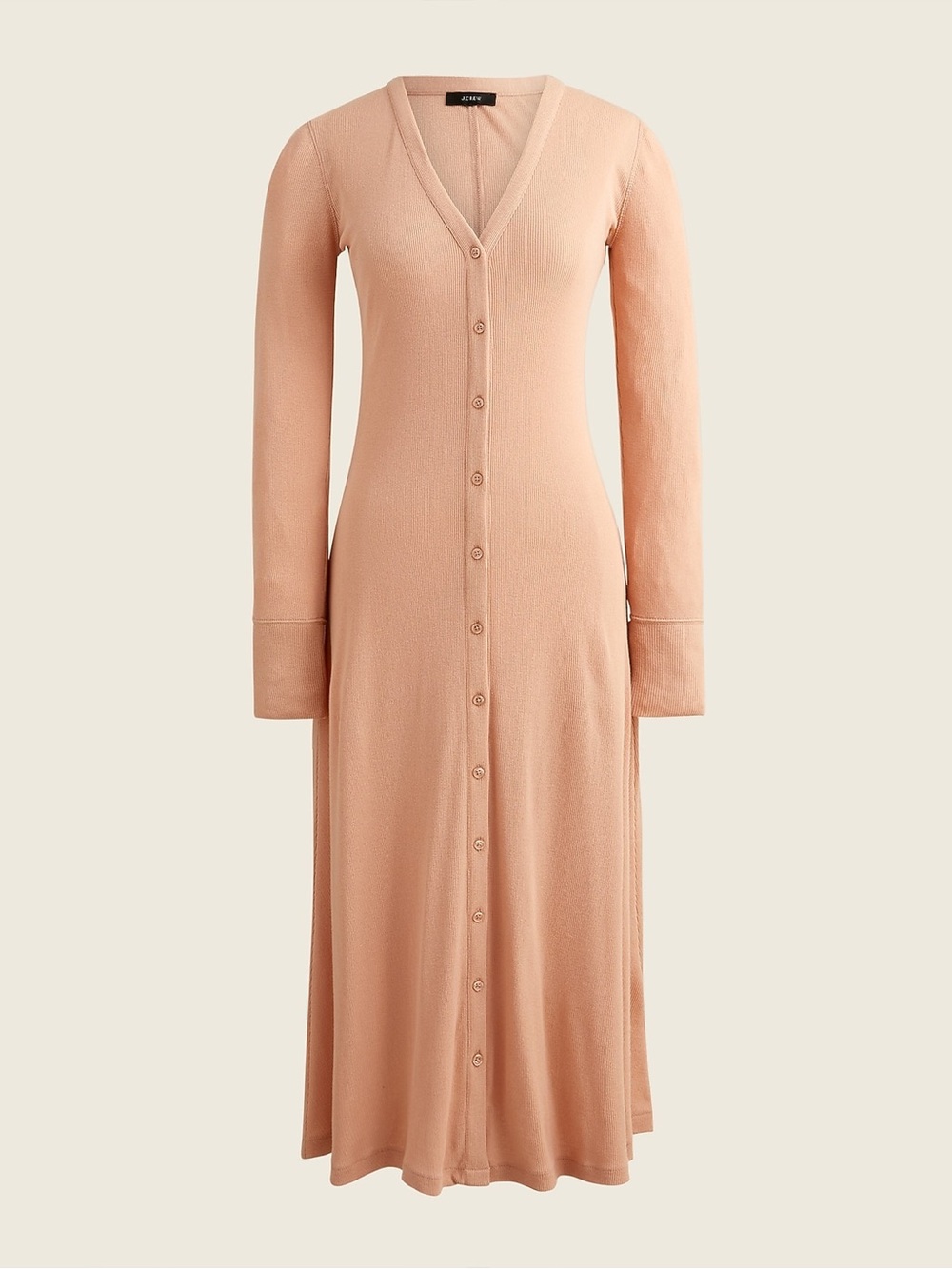 NWT J. CREW Ribbed button-front knit dress Peach Pink Size Large Retails $98